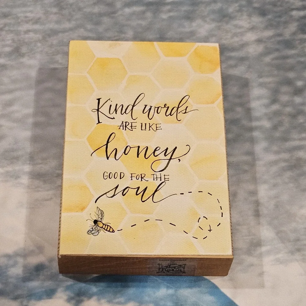 Glory Haus Kind Words Are Like Honey Plaque Christian Desk Sign Farmhouse Decor